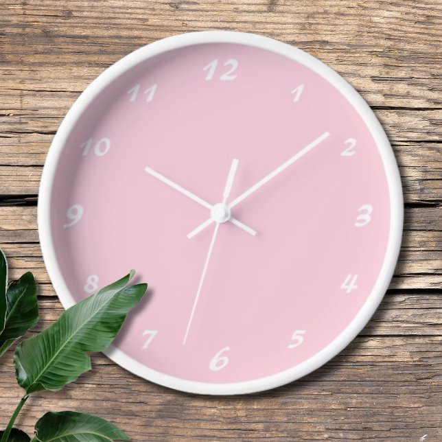Elegant White Numbers | Classic Pastel Pink Clock (Creator Uploaded)