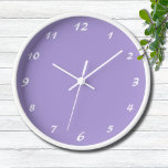Elegant White Numbers | Classic Pastel Purple Clock<br><div class="desc">Elegant White Numbers | Classic Pastel Purple Clock</div>