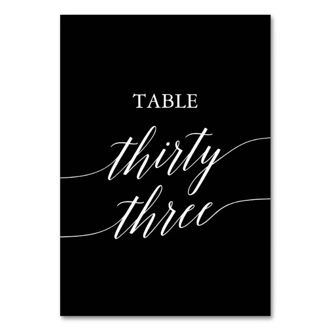 Elegant White on Black Table Number 33 (Front)