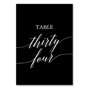 Elegant White on Black Table Number Thirty Four
