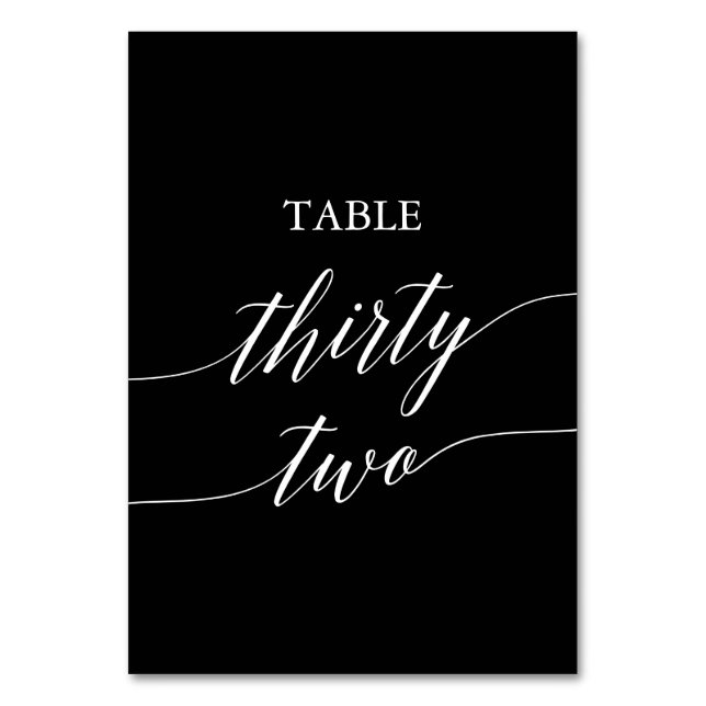 Elegant White on Black Table Number Thirty Two (Front)