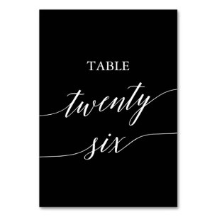 Elegant White on Black Table Twenty Six Table Number