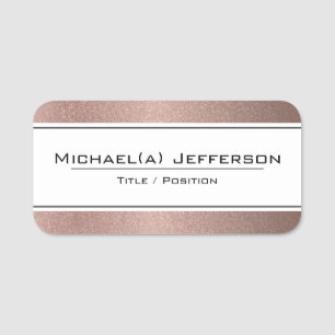 Elegant White On Rose Gold Pink Glitter: Feminine Name Tag