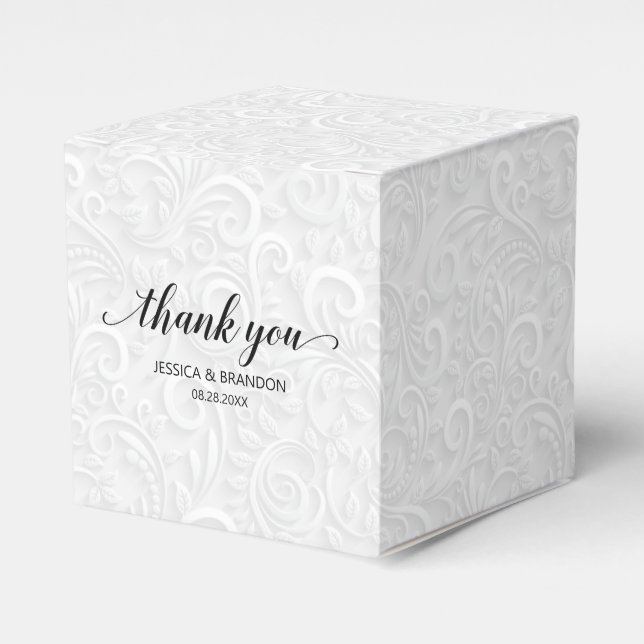 Elegant White on White Filigree Wedding Favour Box (Front Side)