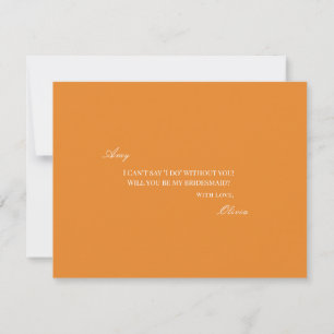 Elegant White & Orange Bridesmaid Proposal Card
