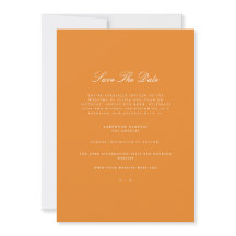Elegant White & Orange Save The Date Card
