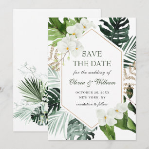 Elegant White Orchid Bohemian Greenery Wedding Save The Date