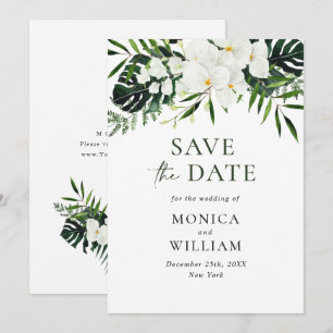 Elegant White Orchid Bohemian Greenery Wedding Save The Date
