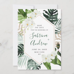 Elegant White Orchid Bohemian Greenery Wedding Save The Date