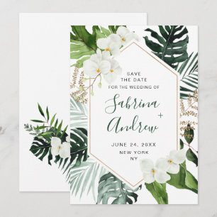 Elegant White Orchid Bohemian Greenery Wedding Save The Date