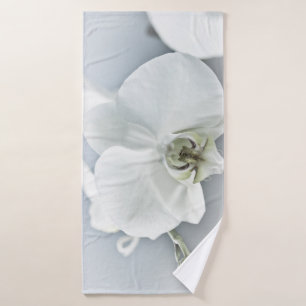 Elegant White Orchid Botanical Art Bath Towel