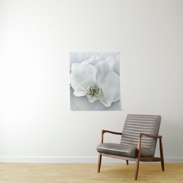 Elegant White Orchid Botanical Art Tapestry (In Situ)