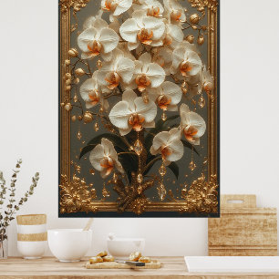 Elegant White Orchid Bouquet Poster