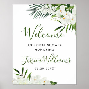 Elegant White Orchid BRIDAL SHOWER Welcome Sign