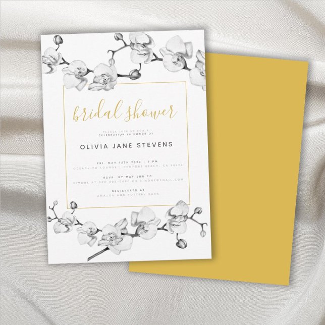 Elegant White Orchid Dream Floral Bridal Shower Invitation (Creator Uploaded)