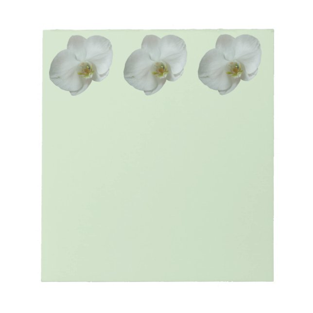 Elegant White Orchid Flower Botanical Notepad (Front)