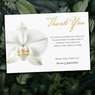 Elegant White Orchid Funeral Thank You Card