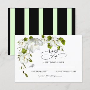Elegant White Orchid greenery Wedding RSVP Card