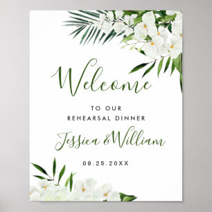 Elegant White Orchid REHEARSAL DINNER Welcome Sign