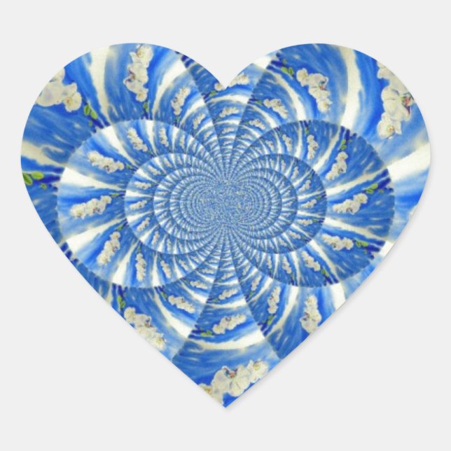 Elegant white orchid watercolor painting heart sticker (Front)