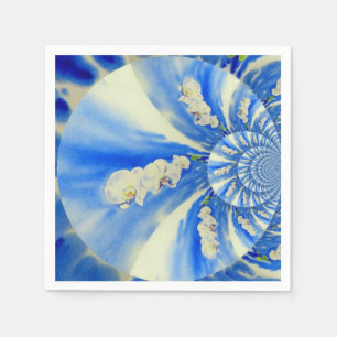 Elegant white orchid watercolor painting napkin