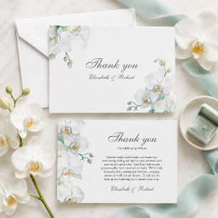 Elegant White Orchid Wedding Thank You Card