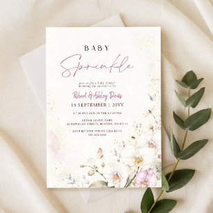Elegant White Orchid Wildflower Baby Shower Invitation