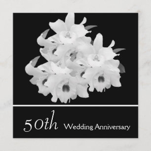 Elegant White Orchids 50th Anniversary Invitation