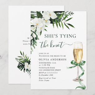 Elegant White Orchids Bohemian Bridal Shower Invitation