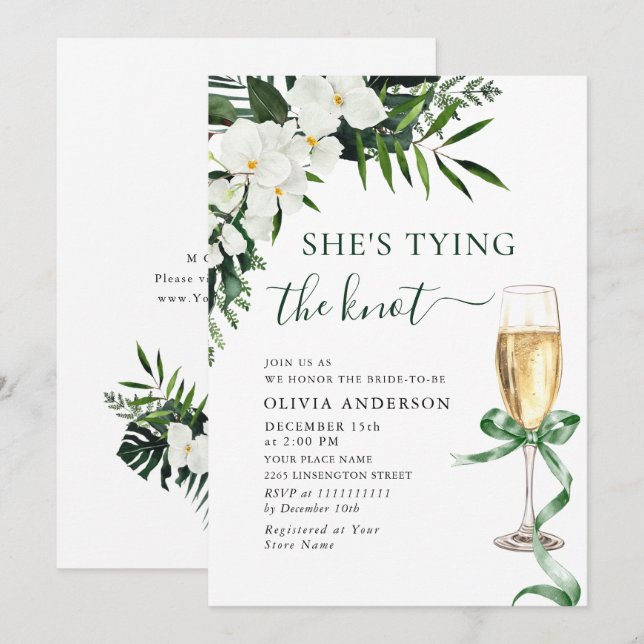 Elegant White Orchids Bohemian Bridal Shower Invitation (Front/Back)