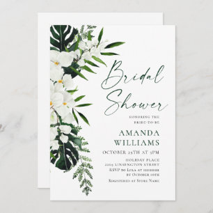 Elegant White Orchids Bohemian Bridal Shower Invitation
