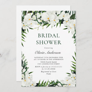 Elegant White Orchids Bohemian BRIDAL SHOWER Invitation