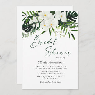 Elegant White Orchids Bohemian Bridal Shower Invitation