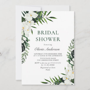 Elegant White Orchids Bohemian BRIDAL SHOWER Invitation