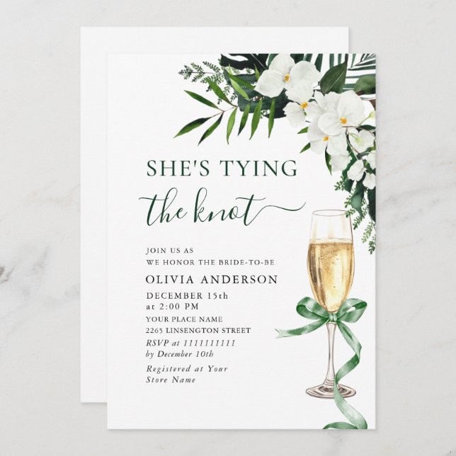 Elegant White Orchids Bohemian Bridal Shower Invitation (Front/Back)