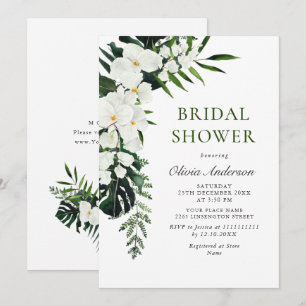 Elegant White Orchids Bohemian Bridal Shower Invitation
