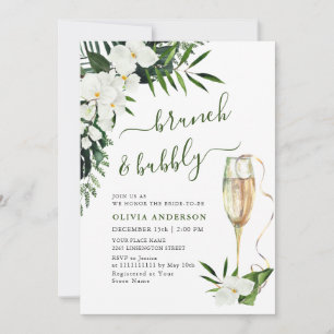 Elegant White Orchids Bohemian BRUNCH & BUBBLY Invitation