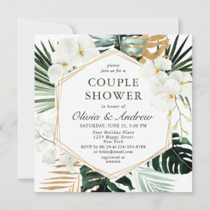 Elegant White Orchids Bohemian COUPLE SHOWER  Invitation