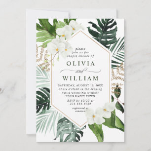 Elegant White Orchids Bohemian COUPLE SHOWER Invitation