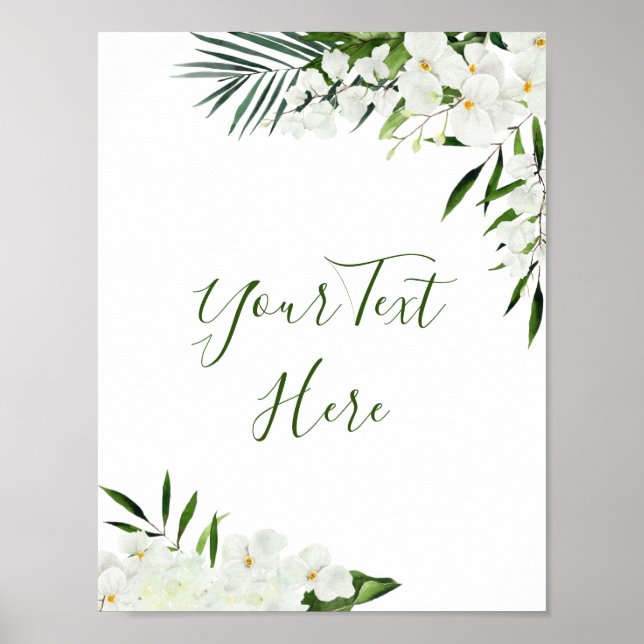 Elegant White Orchids Bohemian Floral Custom Sign (Front)