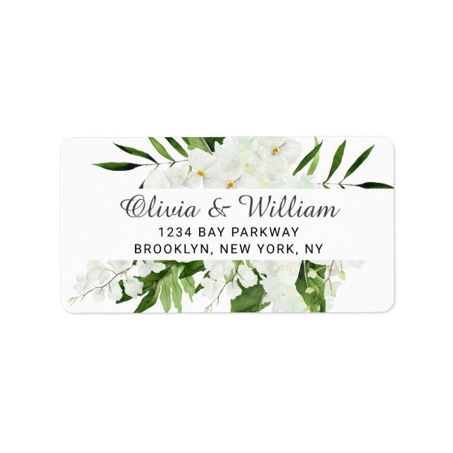 Elegant White Orchids Bohemian Floral Wedding Label (Front)