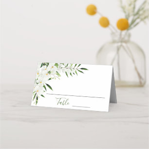 Elegant White Orchids Bohemian Floral Wedding Place Card