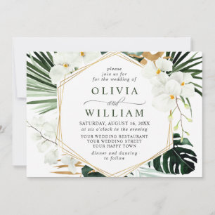 Elegant White Orchids Bohemian Greenery Wedding  Invitation