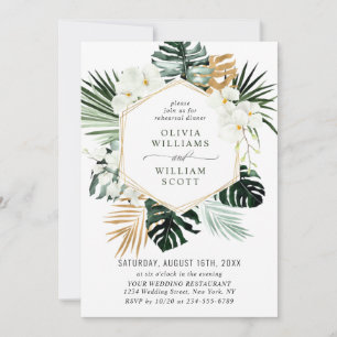Elegant White Orchids Bohemian REHEARSAL DINNER Invitation