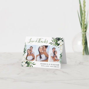 Elegant White Orchids Bohemian Wedding 3 PHOTO Thank You Card