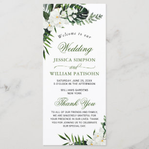 Elegant White Orchids Bohemian Wedding Ceremony Programme