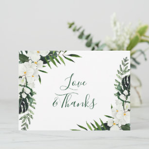 Elegant White Orchids Bohemian Wedding Floral Thank You Card