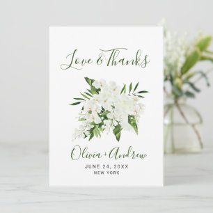 Elegant White Orchids Bohemian Wedding Floral Thank You Card