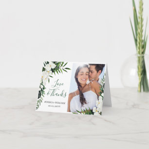 Elegant White Orchids Bohemian Wedding PHOTO Thank You Card