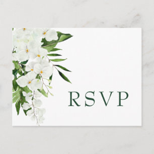 Elegant White Orchids Bohemian Wedding RSVP Postcard